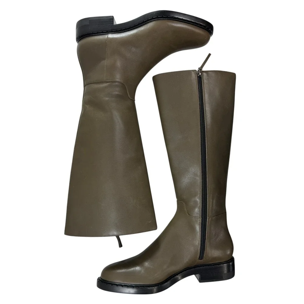 Reformation Nancy Tall‎ Knee Riding Boot NEW Women's 9 Olive Green Calf Leather